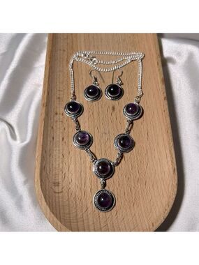 Amethyst 925 Necklace & Earrings Set